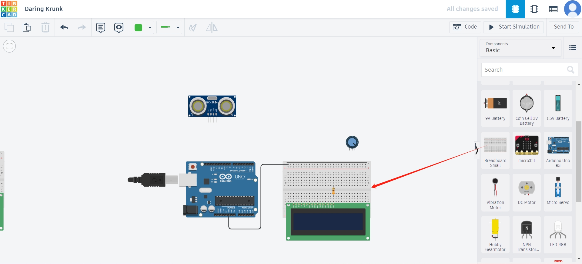 Image 1: From the search bar, choose Arduino, breadboard, LCD ...