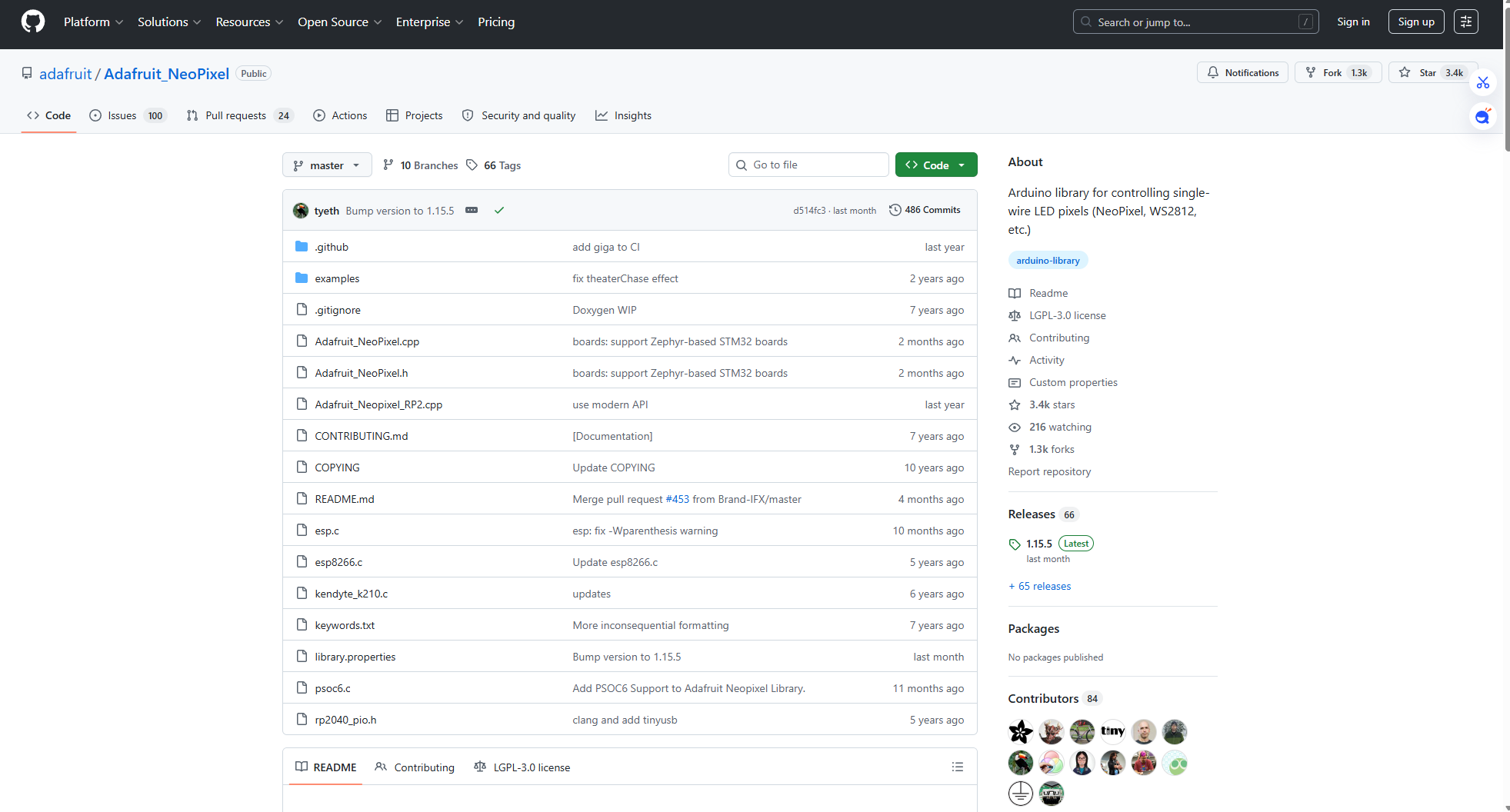 Adafruit NeoPixel Library